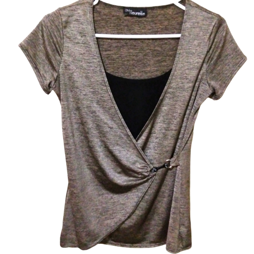 JM Fleurette NWOT Shirt Size S, Colors Silver and Black
